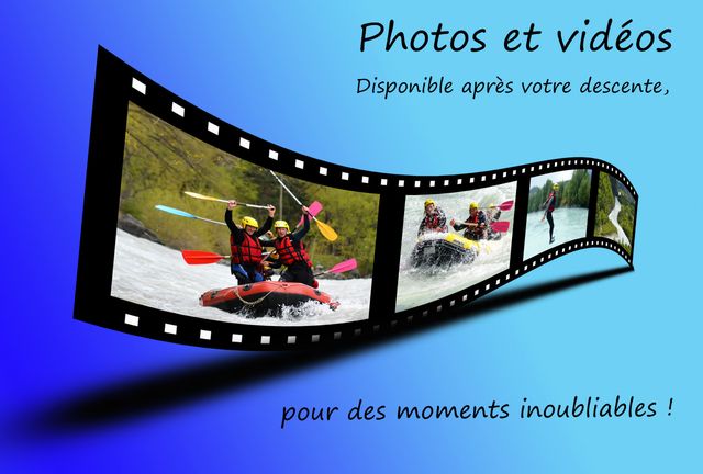 Nous proposons également les photos et vidéos sur DVD à l'arrivée de votre descente en raft. 